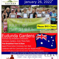 Australia Day Breakfast – Eudunda – All Welcome – 26th Jan 2022