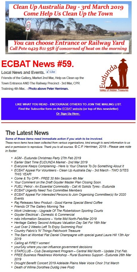 Southern Goyder News From ECBAT No 59 250219 cover