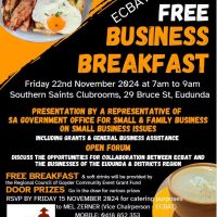 ECBAT Business Breakfast Friday November 22nd – 7am At Eudunda