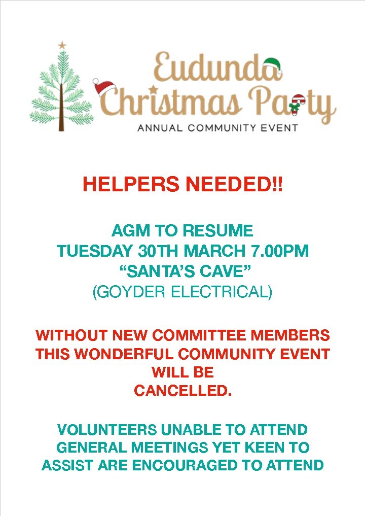 Eudunda Christmas Party - AGM - 30th March 2021