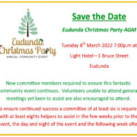 Eudunda Christmas Party – AGM 8th March 2022 – Your Support Needed