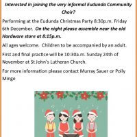 Eudunda Community Choir To Feature At Christmas Party 6th Dec