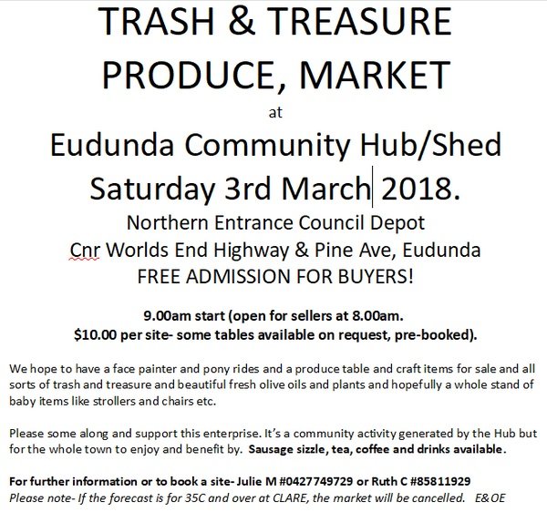 Eudunda Community Hub - Trash & Treasure - 3rd Mar 2018