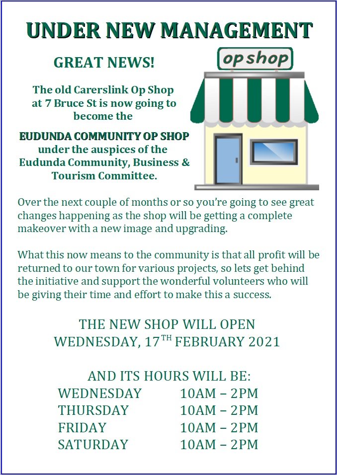 Eudunda Community Op Shop - Great News - Poster