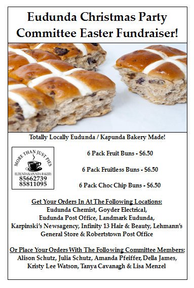 Hot Cross Buns Fundraiser for Eudunda Christmas Party