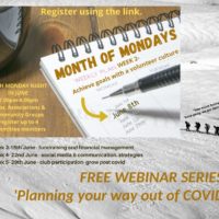 The “Month of Mondays” Club Development Webinar series – Session 2 Mon 8th June 2020