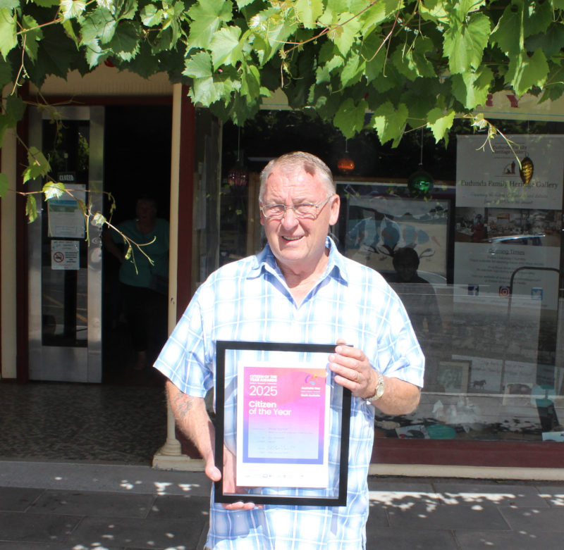 Peter Bonner in front of the Eudunda Family Heritage Gallery