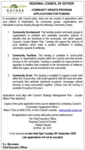 Regional Council of Goyder - Community Grant Program - App for Funding September 2025
